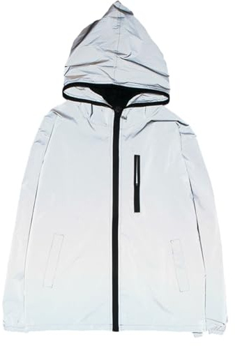 NONGYU Windjacke mit Kapuze, modische Lauftasche, hohe Sichtbarkeit, Fahrradmantel, reflektierend, für Damen und Herren, reflektierend für Damen und Herren, a, 4X-Large