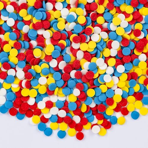 Essbare Konfetti Streusel,130g,Rot-Blau-Gelb-Weiße Deko für Kuchen&Cupcakes | Bunter Konfetti-Mix Rot,Blau,Gelb&Weiß für Kekse,Donuts,Enten-Mottopartys, Kindergeburtstag, Baby Shower & festliche Feiern