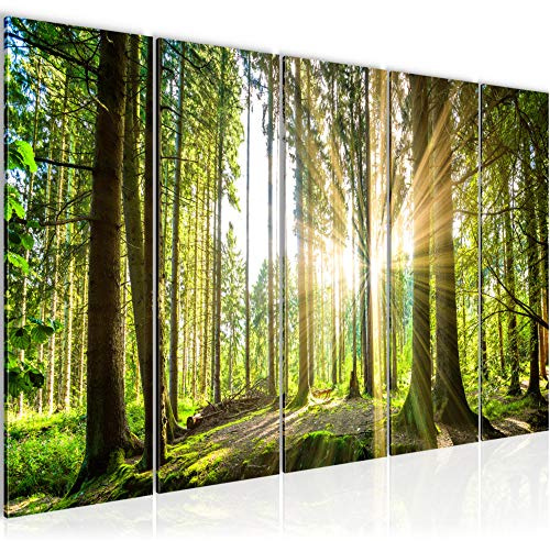 Runa Art Bild Wald Landschaft Wandbilder auf Vlies Leinwand 5 Teilig Wanddekoration Schlafzimmer Wohnzimmer 503856b