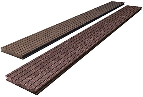 hanit® Terrassendielen aus dem Recycling-Kunststoff; verrottungsfester, witterungsbeständiger Bodenbelag für Terrasse und Balkon, 200 x 19,5 x 2,8 cm, braun (1)