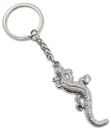Onwomania - Lézard salamandre Gekko Porte-clés - porte-bonheur en métal idéal comme cadeau, par exemple pour le meilleur ami, le meilleur ami, maman - pour hommes, femmes et enfants