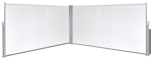 Tidyard Ausziehbare Seitenmarkise 160x600 cm Markise Standmarkise mit Standpfosten Sichtschutz Sonnenschutz für Balkon Terrasse