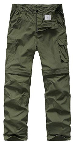 linlon Kids' Cargo Pants, Boy's Casual Outdoor Quick Dry Waterproof Hiking Climbing Convertible Trousers #9016-Army Green-M