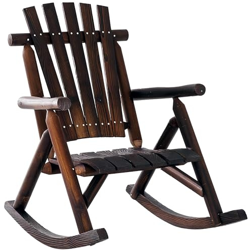 Outsunny Schaukelstuhl mit Armlehne Wetterfest Massivholz 97 x 69 x 93cm