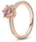PANDORA Ring Silber Rose Solitär Zirkonia Rosa Größe 14 188289C01-54, Silber, Zirkonia
