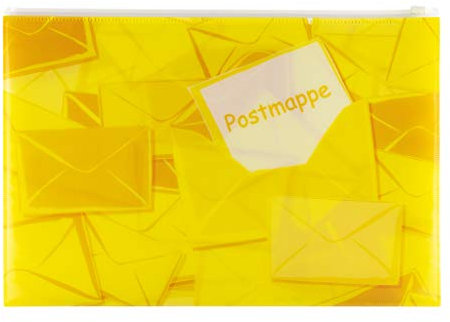 HERMA Postmappe A4 Gelb, Kinder Juris-Mappe aus Kunststoff, Sammelmappe mit Motiv, Zippverschluss und Klarsicht-Einstecklasche für Jungen und Mädchen