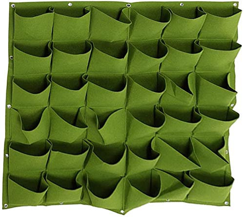 Topchances Vertikale Wand-Pflanzentasche, Garten-Pflanzgefäß, Pflanztasche, für Blumen, Gemüse, Kräuter, Innen- und Außenbereich, Hof-Pflanztasche (grün, 36 Taschen)