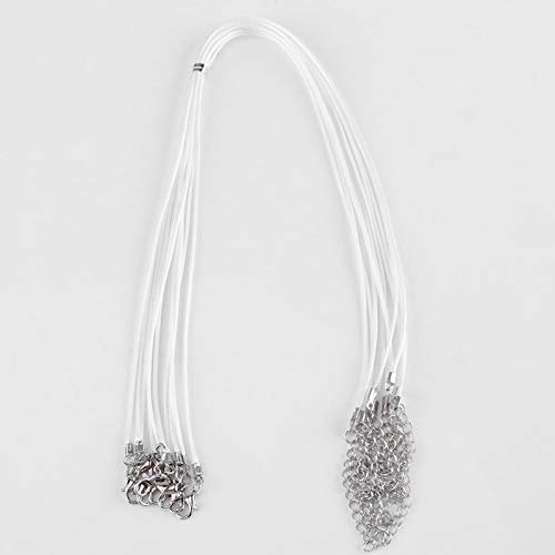 Tyenaza 10 Piezas Cordon Cuero para Colgante, Cuerda de Cera de Collar con Cierre, Cordón de Collar de algodón Encerado, para Hacer Joyas de Bricolaje, Pulseras, Colgantes, Cuentas(Blanco)