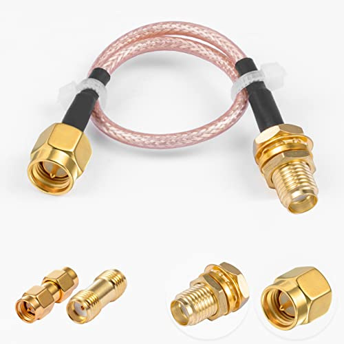 Vecys Cavo Coassiale RF da SMA Maschio a Femmina RG316 6/15CM + 2 Kit di Adattatori SMA per Adattatore Wireless per il Potenziamento del Segnale Antenna del Router