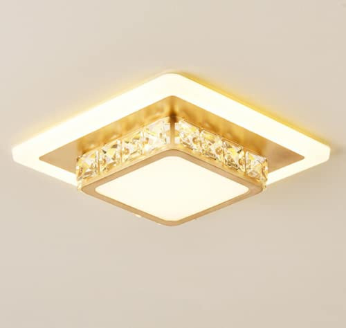LED Kristall Deckenleuchten 18W Modern Einfach Deckenlampe Golden Balkon Flurlampe küchenlampen Korridor Eingang Deckenbeleuchtung Warmes Licht 3000K Schlafzimmer Bad Gang Ø20*9cm,A