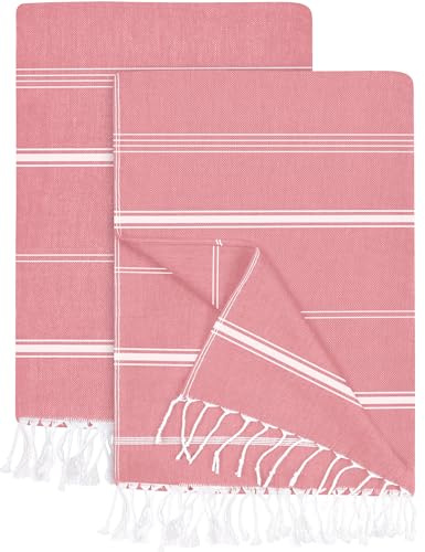 Utopia Towels Paquete de 2 Toallas de Playa Turcas (100x180 CM), 100% Algodón Manta de Playa de Secado Rápido Absorbente Ligera y Sin Arena para Viaje y Piscina (Rojo)