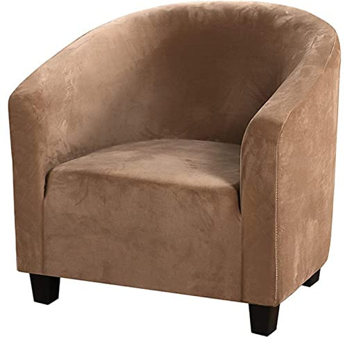 YOPOIY Velvet Sesselbezug, Abnehmbare Club Chair Schonbezug mit Elastischer Unterseite Weich Luxus Tub Club Stuhlbezüge Universal Sesselhusse -braun