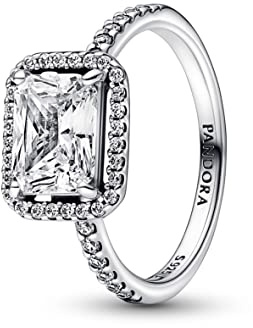 Pandora Timeless Ring rechteckiger funkelnder Halo, Sterlingsilber, mit klarem Cubic Zirkonia