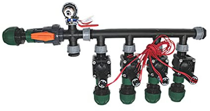 Watermil Stazione Testata Distributore Irrigazione con Hunter Elettrovalvole PGV 100 MMB, Completamente preassemblato (4X Uscita PE32)