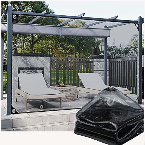 ZHJSHOU Bâche Exterieur Impermeable, Noir Bache Transparente avec oeillet,0.35mm Bâche pour Serre de Jardin,Bache de Protection Toiture Pergola sur Mesure(H:0.5mxL:14.5m)
