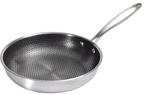 UPKOCH Edelstahl-Bratpfanne Antihaftbeschichtet Omelette-Pfanne Wabenboden Steak-Bratpfanne Gas-Kochfelder Wok-Pfanne Für Eier Omelette-Steak 28 Cm