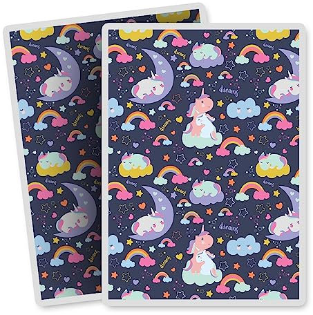 Vinyl Rectangle Vertical (Portrait) Stickers (Set of 2) 10cm - Unicorn Clouds Rainbows Stars Hearts for Laptops, Tablets, Luggage, Scrap Booking, Fridges #170111