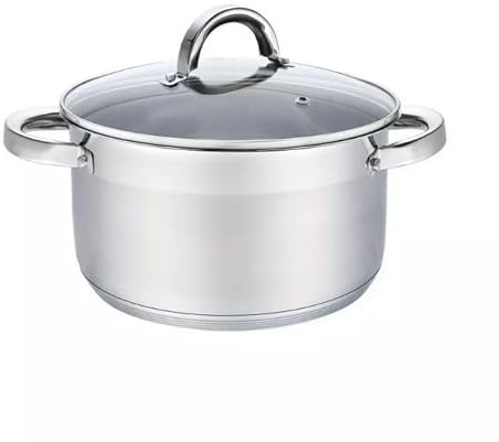 Luckyberg Topf Induktion Kochtopf, Premium Edelstahl, mit Glasdeckel Dampfloch, unbeschichtet, für alle Herdarten, Backofenfest, Spülmaschinenfest, Fleischtopf, Gemüsetopf, Cooking Pot (Kapazität 6l)