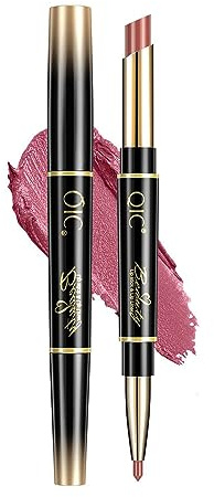 2 in 1 Lippenstift mit doppelseitigem Ende, matt, wasserfest, nicht verblasst, nicht klebrig, Lippenstift (10#)