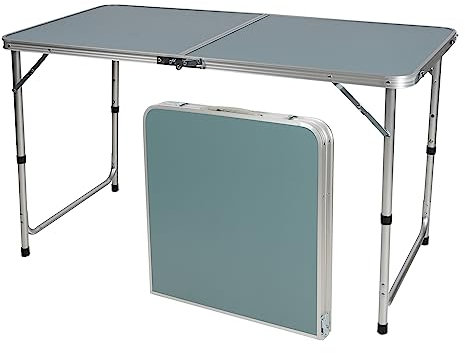 Sunny Days Campingtisch, faltbar, aus Aluminium, blau, grau, 120 x 60 x 67 cm