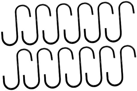 Cabilock Ganchos En Forma De S Paquete De 12 Ganchos De Metal Para Colgar Accesorios De Exhibición Y Supermercados Fácil Instalación Color Negro 0 8