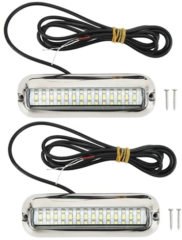 2Pcs 42 1500LM 10-30V 3.5W LED Marine Ambientelicht IP68 Wasserdichtes Unterwasserlicht Hecklicht Deckslicht 120° Weitwinkel Licht,Yacht Marine Abflussstopfen Lichter (Weiße