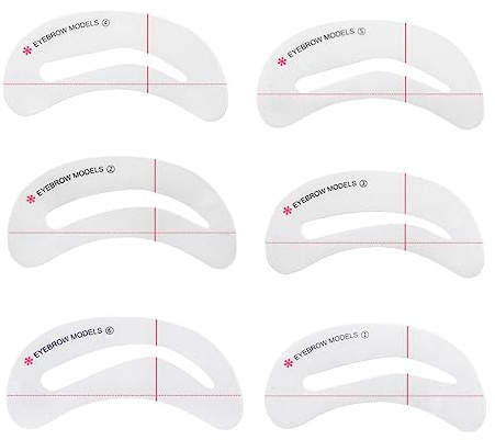 Augenbrauenschablone 6 Stück Kunststoff, 3 Formen für Präzises Styling | Wiederverwendbar, Weißes Beauty Werkzeug, Passende Vorlage zum Formen, für Anfänger Zufälliger Stil
