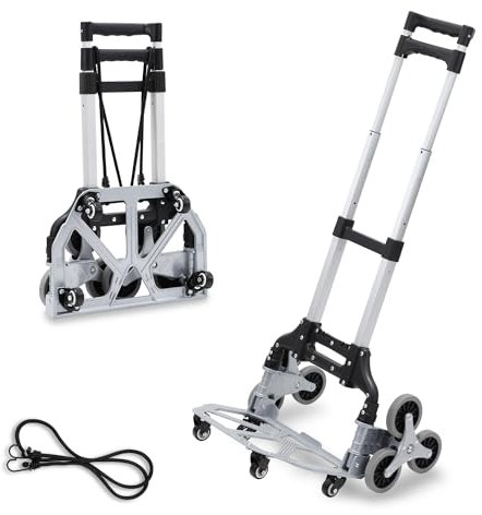 Ansobea Aluminium Transportkarre sackkarre klappbar, Sackkarre 35-75KG Tragkraft, Transportkarre klappbar Dreifach höhenverstellbarer Griff, Treppenkarre mit Anti-Rutsch-Ladefläche