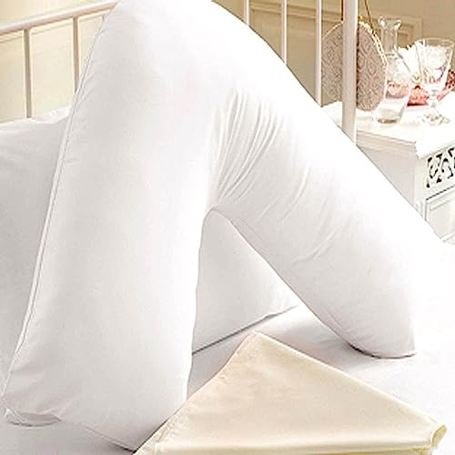 Velvet Stitch Cuscino a forma di V, supporto extra ammortizzante per testa, collo e schiena, 100% fibra cava vergine per gravidanza, allattamento, maternità, cuscino a forma di V