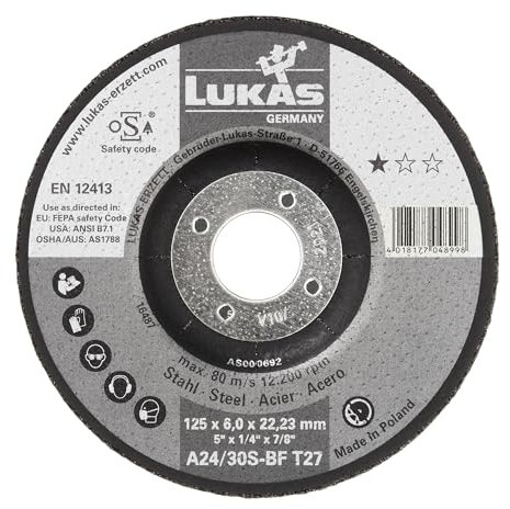 LUKAS-ERZETT 10 x Schruppscheibe T27 für Stahl 230x6 mm gekröpft | für Winkelschleifer | A24/30S-BF- 24,5x24x11,5cm