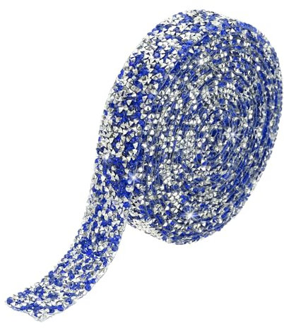 QUARKZMAN 1 Pieza Cinta de Diamantes de Resina con Adhesivo de Base Plateada Azul Profundo de 3 Yardas x 0.8 Pulgadas para Manualidades y Decoración de Ropa