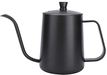 Schwanenhals-Kaffeekessel, Edelstahl-Teekessel für Herdplatte Wasserkocher Mall Teekessel Barista Pour Control Design für Kaffee Premium Pour Over Wasserkocher (600ml Teflon schwarz)
