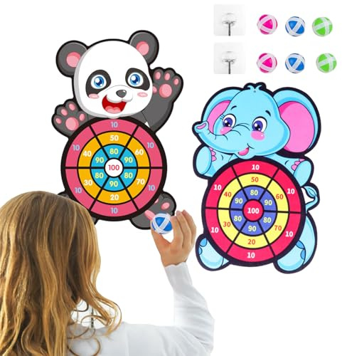 Freccette Bersaglio Giocattolo Bambini,Mengger 2pcs Freccette Bersaglio per Bambini Elefante Panda Giochi di Società Compleanno 4-12 anni
