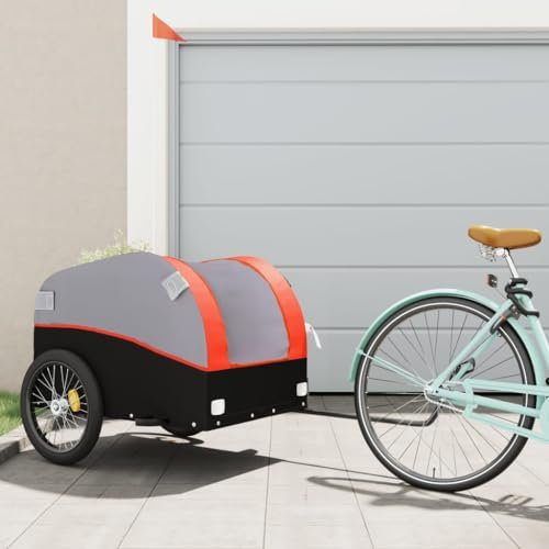 ZEYUAN Lastenanhänger für Fahrrad Schwarz und Orange 45 kg Eisen, Fahrradanhänger, Lastenanhänger Fahrrad, Anhänger Fahrrad, Lastenanhänger Für Transport - 94131