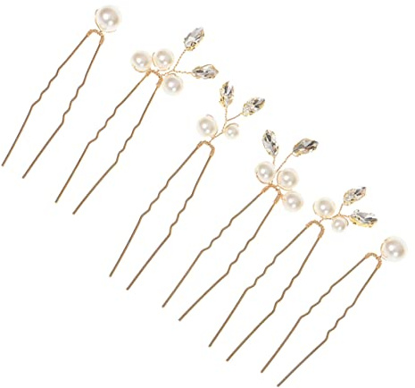 WOONEKY Perlen Haarnadeln Praktisches Haaraccessoire mit Künstlichen Perlen aus Zinklegierung 6 Stück Eleganter Brautclip für Hochzeit für Stilvolle Damen