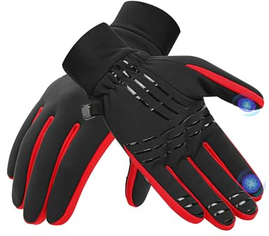 INBIKE Guanti Invernali Uomo Guanti Bici Invernali Guanti Termici Uomo e Donna Touchscreen Antivento Guanti da Corsa per Trekking Ciclismo MTB Sci Rosso, 2XL