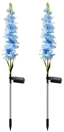 loyliawa Luces solares de jardín -2 Piezas Luces Flor Jacinto IP65 Impermeables Carga automática Paisaje al Aire Libre para Azul 2 Piezas