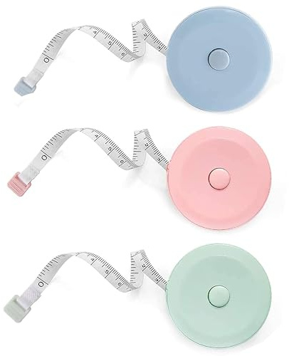 KISUOMAOYI 3 PCS 60inch/150cm Measuring Tape for Body Measurements, Retractable Sewing Fabric Tailors Tape Measure Dual Sided for Measure Length, Chest, Waist(Green & Blue & Pink)