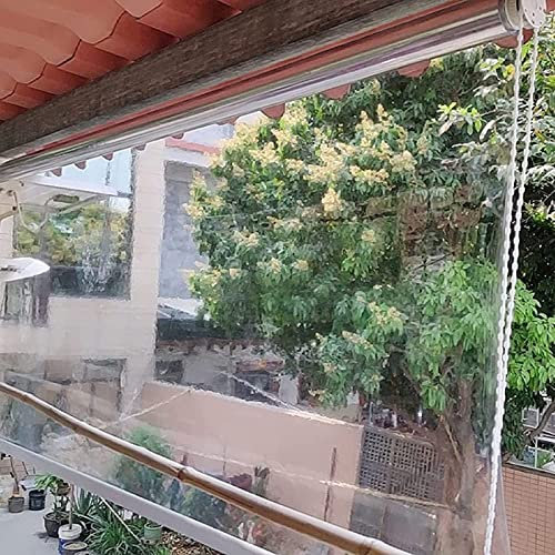 Sichtschutz für Balkon, Veranda, aufrollbar, transparent, für wasserdichten Schutz, einfache Installation, ideal für Zaun oder Terrasse, 60 x 100 cm