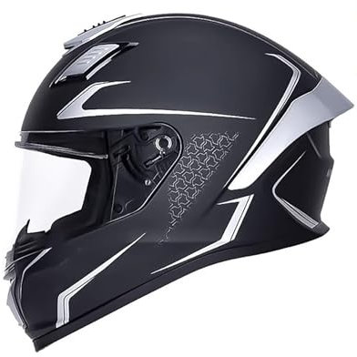 Casco De Motocicleta Con Certificación ECE, Casco Completo Para Motocicleta, Cruiser, Scooter, Casco De Seguridad, Gafas Portátiles Con Aleta Trasera Grande F,M(53-54CM)