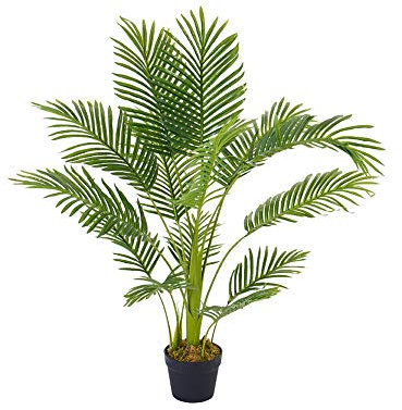 Künstliche Areca-Palme, 90 cm im Topf, tropische Pflanze, Dekoration für drinnen und draußen, Garten, lebensechte Kunstpflanzen für Heimdekoration und Büro, UV-beständig, künstliche Areca-Palme für