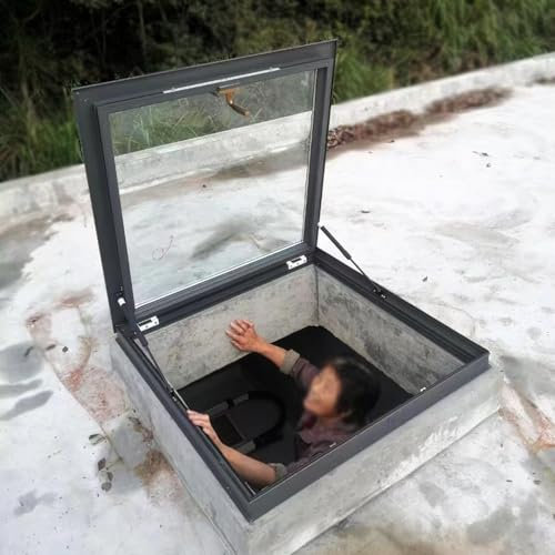 Claraboya Techo Ventanas de Techo Fáciles de Abrir y Cerrar, Tragaluz Sellado con Manija de Bloqueo, Techo Corredizo de Aluminio con Ventilación e Iluminación, Ventana de Reemplazo para Sótano(70x104c