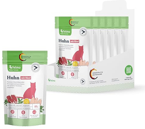 felmo Huhn mit Rind Nassfutter für Katzen (7 x 85g) – viel Fleisch