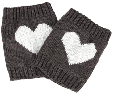 BrightGlow Stulpen Damen Beinstulpen Kurze Häkeln Beinwärmer mit Herz Thermosocken Stulpen Manschetten- Beinstulpen Casual Stiefel Beinwärme Warme Gestrickte Socken Dunkelgrau Einheitsgröße