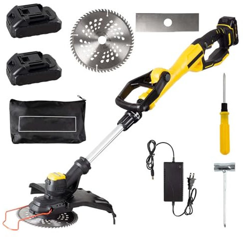 Tondeuse à gazon domestique de petite taille, tondeuse à gazon électrique sans fil, tondeuse à gazon multifonctionnelle portative sans fil 300 W avec manche télescopique motorisé et poignée antidéra