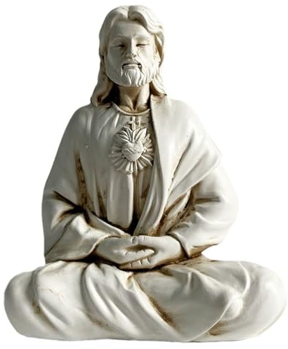 Obelunrp Estatua de Jesús, Resina de 6 Pulgadas Jesús meditando Figuras, decoración de Adornos religiosos Decorativos de Escritorio para Estante de Escritorio de Casas