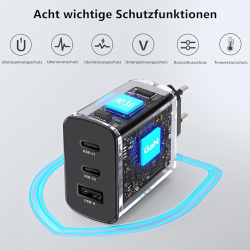 USB C Ladegerät, 3-Port USB PD Schnellladegerät für MacBook, iPhone