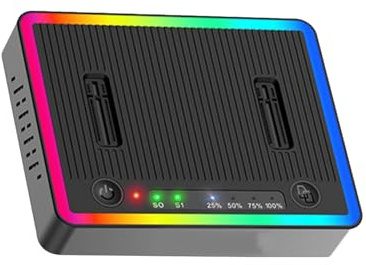 Pffiocix Lector clonador de disco sólido de doble bahía USB 3.2 de 20 Gbps con doble carcasa para datos de alta velocidad