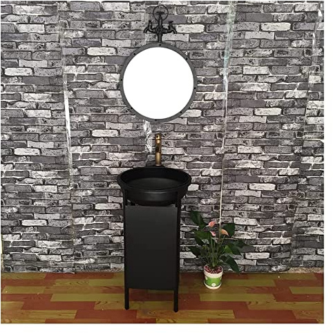 BDMFJY Lavabo autoportante in ferro battuto retrò, moderno lavabo da bagno, lavabo da bagno creativo, stile industriale, autoportante, per interni ed esterni