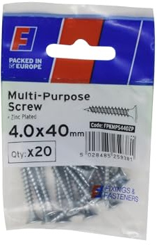 Forgefix Vis Pozi multifonction CSK ST ZP 4 x 40 mm ForgePack 20, adaptées pour une utilisation avec de nombreux matériaux, y compris le PVC, le bois, les panneaux de particules, le MDF et d'autres